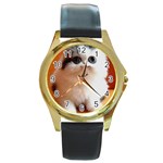 cute_cat Round Gold Metal Watch