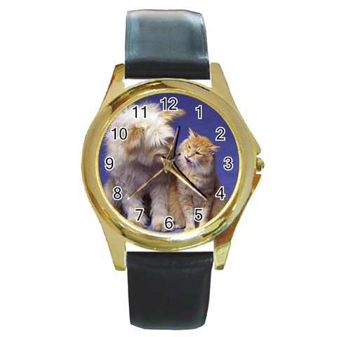 8112 Round Gold Metal Watch from ArtsNow.com Front