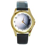 golfball Round Gold Metal Watch