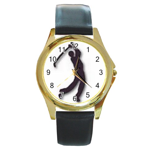 GOLF Round Gold Metal Watch from ArtsNow.com Front