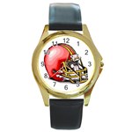 footballt6 Round Gold Metal Watch