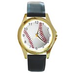 baseball%20ball Round Gold Metal Watch