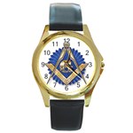 Mason-emb Round Gold Metal Watch