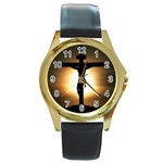 Jesus%20On%20The%20Cross Round Gold Metal Watch