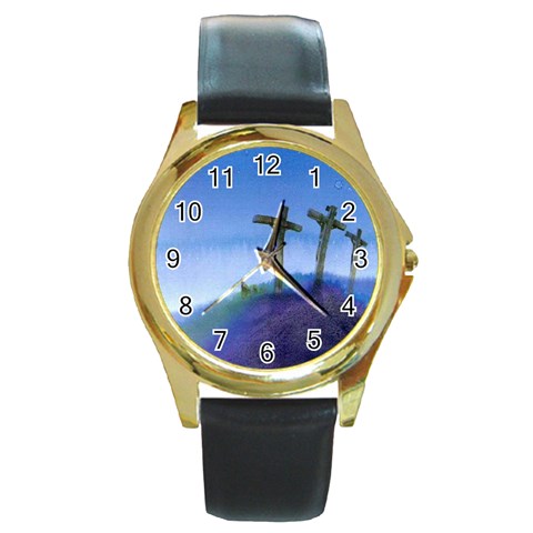 crossQQA Round Gold Metal Watch from ArtsNow.com Front