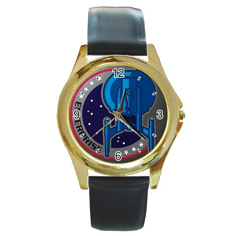 nx01_enterprise_1600 Round Gold Metal Watch from ArtsNow.com Front