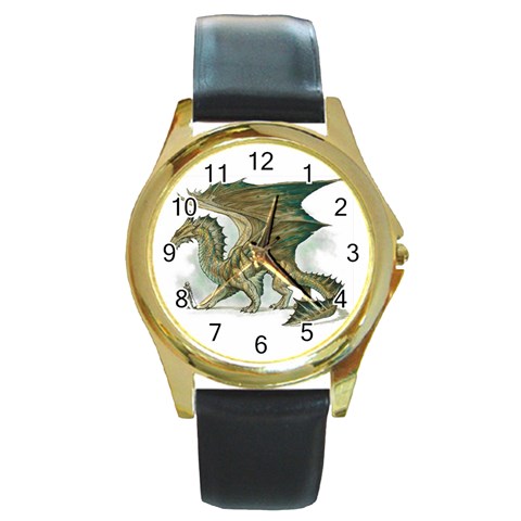 MM35_PG81 Round Gold Metal Watch from ArtsNow.com Front