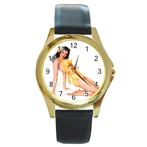 RTY Round Gold Metal Watch from ArtsNow.com Front