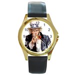 I-Want-You Round Gold Metal Watch