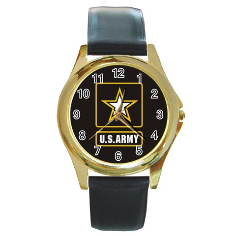 US%20Army%20black%20300 Round Gold Metal Watch from ArtsNow.com Front