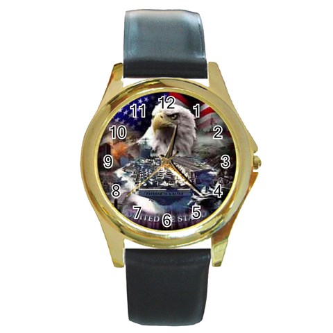 navy_thumb Round Gold Metal Watch from ArtsNow.com Front