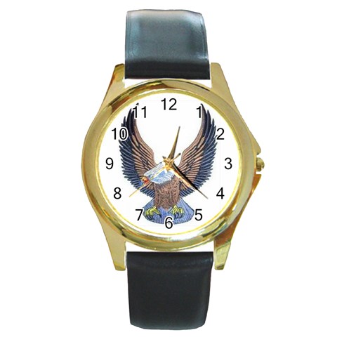 AmericanEaglePatchUpwing Round Gold Metal Watch from ArtsNow.com Front