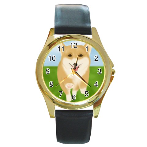 Round Gold Metal Watch from ArtsNow.com Front