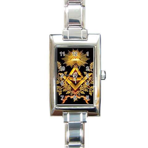 SquareandCompassesEmbroideredGraphic1 Rectangular Italian Charm Watch from ArtsNow.com Front