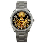 SquareandCompassesEmbroideredGraphic1 Sport Metal Watch