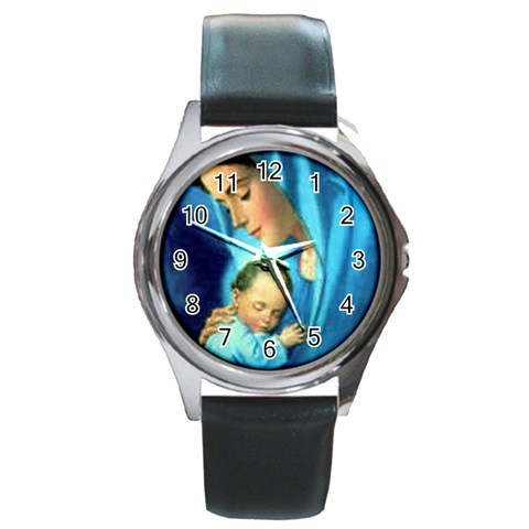 Mary_Mother_of_God_Incarnation Round Metal Watch from ArtsNow.com Front