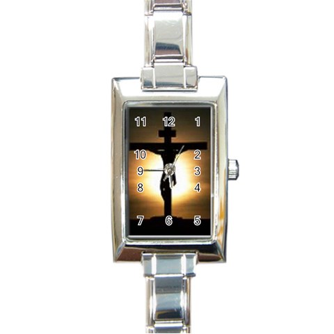 Jesus%20On%20The%20Cross Rectangular Italian Charm Watch from ArtsNow.com Front