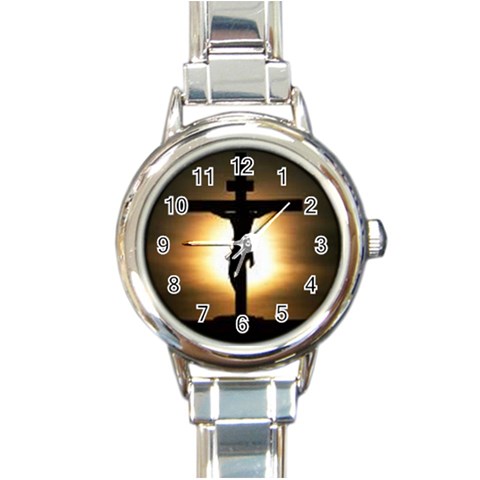 Jesus%20On%20The%20Cross Round Italian Charm Watch from ArtsNow.com Front