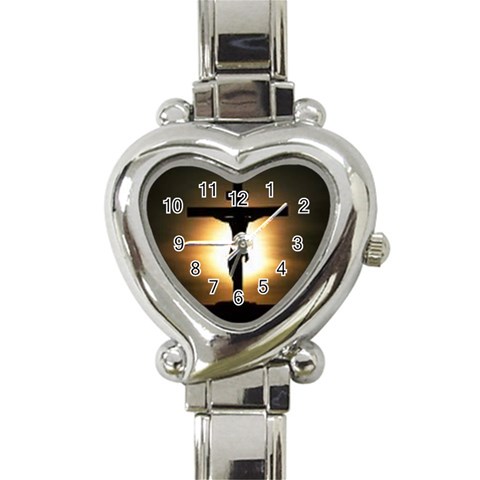 Jesus%20On%20The%20Cross Heart Italian Charm Watch from ArtsNow.com Front