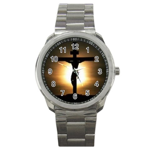 Jesus%20On%20The%20Cross Sport Metal Watch from ArtsNow.com Front