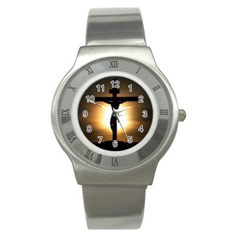 Jesus%20On%20The%20Cross Stainless Steel Watch from ArtsNow.com Front