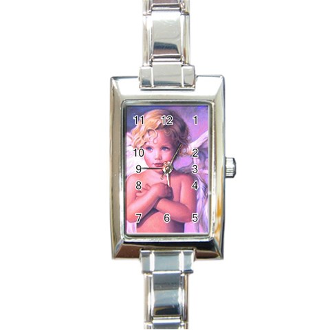 angel2 Rectangular Italian Charm Watch from ArtsNow.com Front