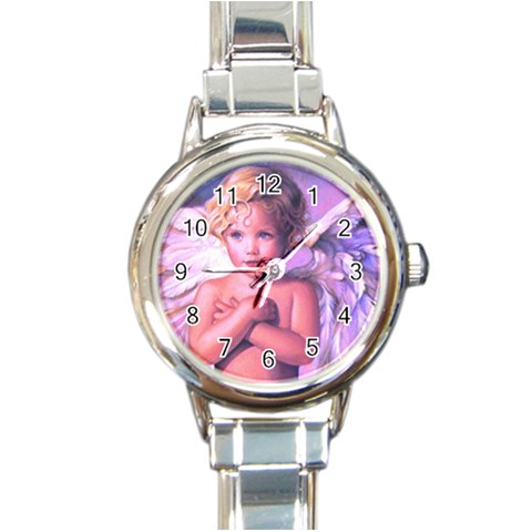 angel2 Round Italian Charm Watch from ArtsNow.com Front