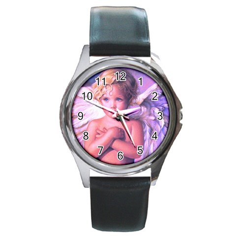 angel2 Round Metal Watch from ArtsNow.com Front