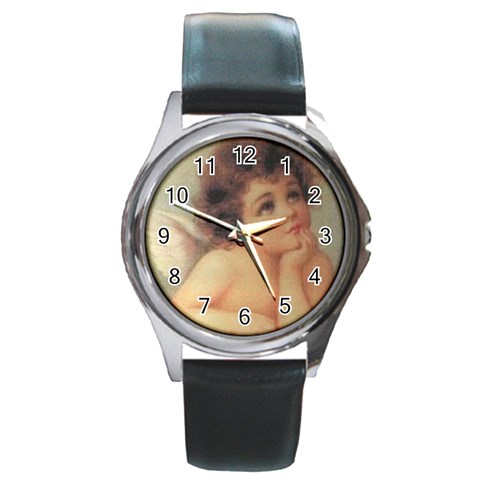 angel1 Round Metal Watch from ArtsNow.com Front