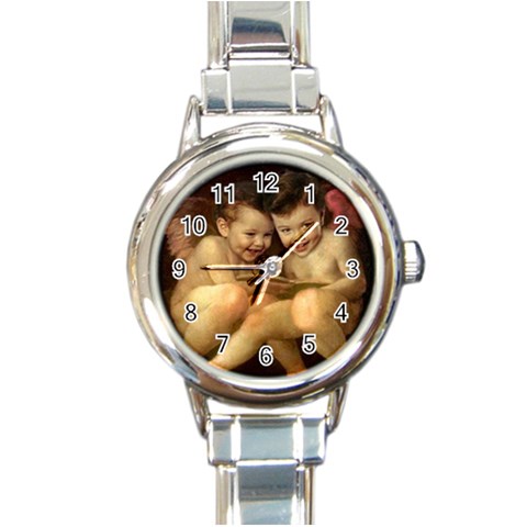 angels Round Italian Charm Watch from ArtsNow.com Front