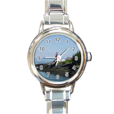 east_quoddy_head_light_house_photo03_small Round Italian Charm Watch from ArtsNow.com Front