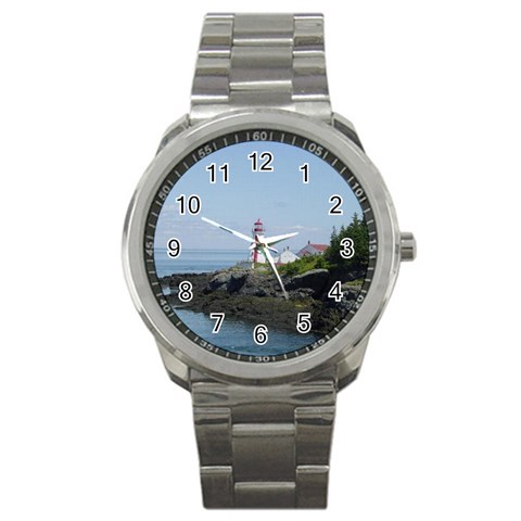 east_quoddy_head_light_house_photo03_small Sport Metal Watch from ArtsNow.com Front