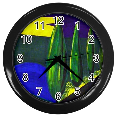 fine paintings Wall Clock (Black) from ArtsNow.com Front