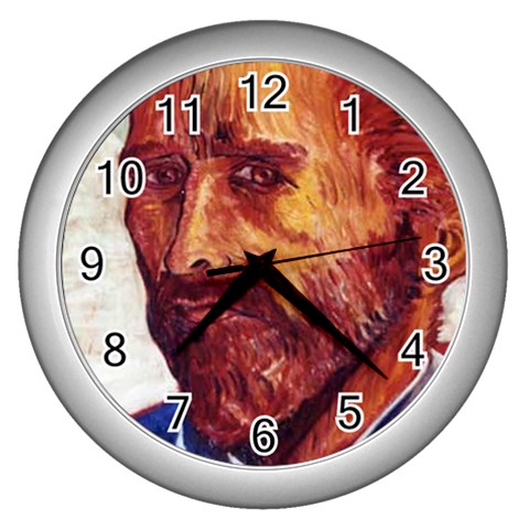 fine paintings Wall Clock (Silver) from ArtsNow.com Front