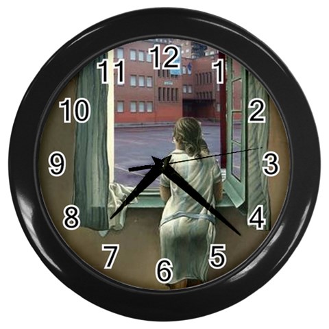 fine paintings Wall Clock (Black) from ArtsNow.com Front