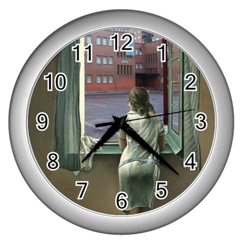 fine paintings Wall Clock (Silver) from ArtsNow.com Front