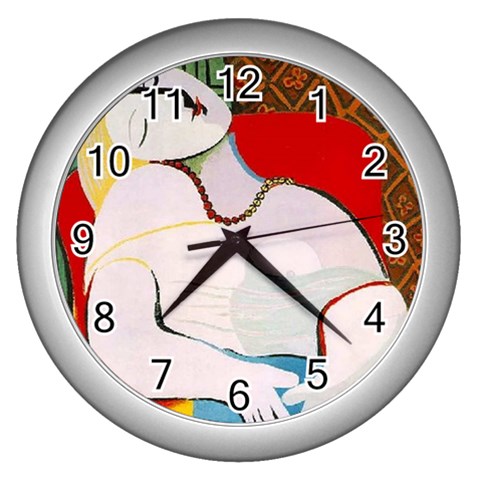 fine paintings Wall Clock (Silver) from ArtsNow.com Front