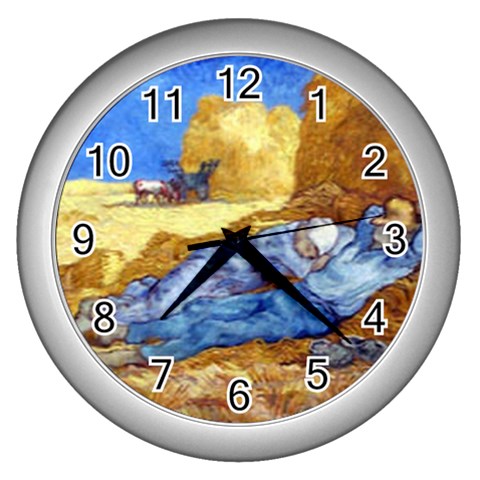 fine paintings Wall Clock (Silver) from ArtsNow.com Front