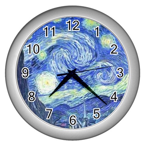 fine paintings Wall Clock (Silver) from ArtsNow.com Front