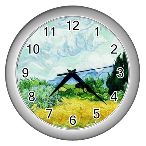 fine paintings Wall Clock (Silver) from ArtsNow.com Front