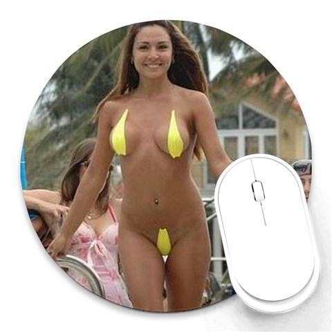 bikini Round Mousepad from ArtsNow.com Front