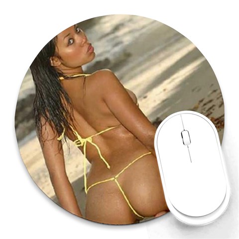 bikini Round Mousepad from ArtsNow.com Front