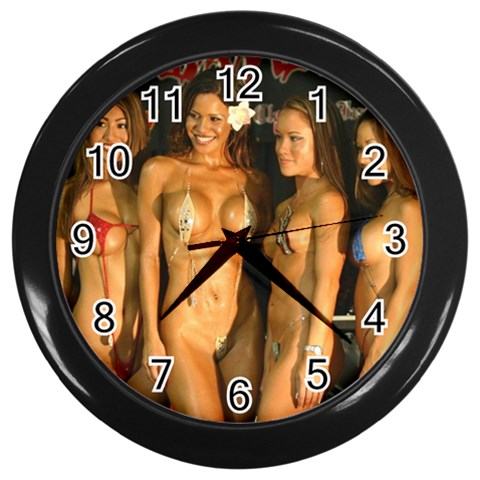 swimsuits Wall Clock (Black) from ArtsNow.com Front