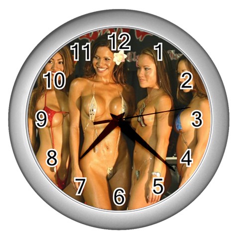 swimsuits Wall Clock (Silver) from ArtsNow.com Front