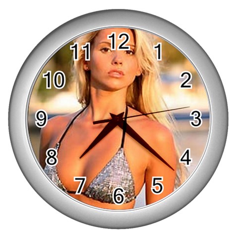 swimsuits Wall Clock (Silver) from ArtsNow.com Front