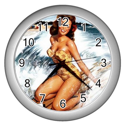 pinup Wall Clock (Silver) from ArtsNow.com Front