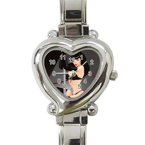 pinupgirls4 Heart Italian Charm Watch from ArtsNow.com Front