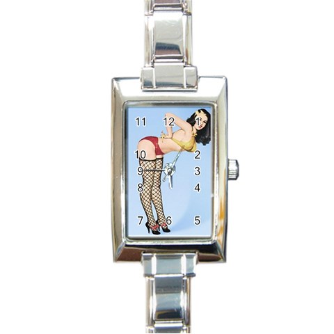 PINUP063 Rectangular Italian Charm Watch from ArtsNow.com Front