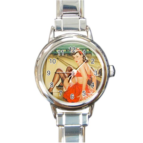 Pin%20Up%20109 Round Italian Charm Watch from ArtsNow.com Front