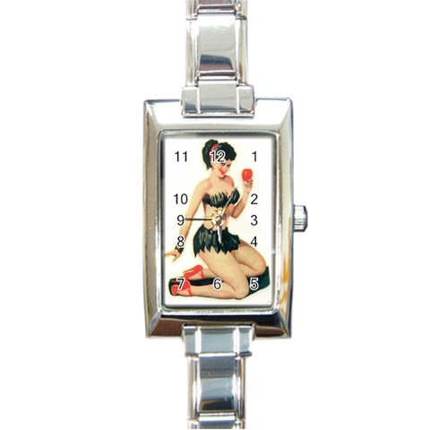 applepinupdecal Rectangular Italian Charm Watch from ArtsNow.com Front